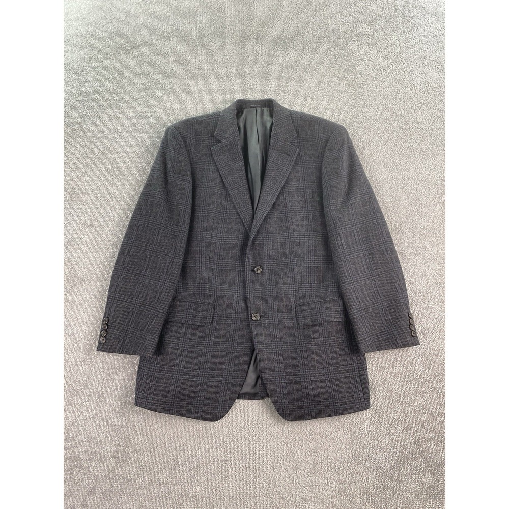 Ralph Lauren Suit Jacket 40 R Gray Wool Glen Plaid Designer Premium Sport LRL